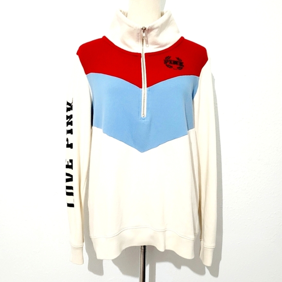 Victoria's Secret PINK Women's Sweatshirt 1/4 Zip Size Medium LOVE PINK logo - Picture 12 of 12